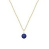 Gold Plated Premium Steel September Birthpearl Dark Lapis 8mm Simply Crystal Pearl Necklace (Made In Japan)