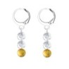 Premium Stainless Steel Hoop Clear Metallic Sunshine Trilogy Globe Crystals Earrings (Made In Japan)