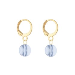 Gold Plated Premium Steel Scarabaeus Green Crystal Pearl Pendant With Blue Shade Austria Globe Hoop Earrings Set