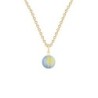 Gold Plated Premium Steel Iridescent Green 8mm Globe Pendant Necklace Embellished with Premium Grade Austrian Crystal