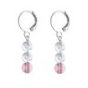 Premium Stainless Steel Hoop Clear Antique Pink Trilogy Globe Crystals Earrings (Made In Japan)