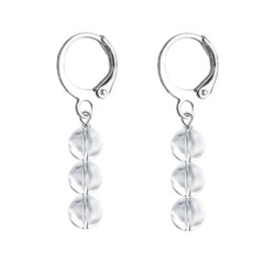 Premium Stainless Steel Hoop Clear Trilogy Globe Crystals Earrings (Made In Japan)