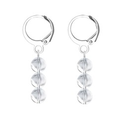 Premium Stainless Steel Hoop Clear Trilogy Globe Crystals Earrings (Made In Japan)