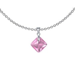 October Birthstone Rose Princess Cut Crystal Pendant Necklace Embellished With Premium Grade Austrian Crystal