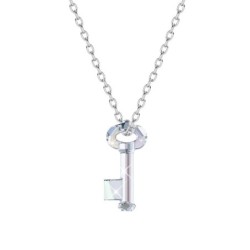 Crystal Aurora Borealis Austrian Crystal Key Premium Steel Pendant With White Cabochon 10mm Crystal Pearls Set