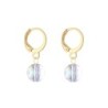 Gold Plated Premium Steel Mauve Crystal Pearl Pendant With Aurora Borealis Austria Globe Hoop Earrings Set