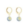 Gold Plated Premium Steel Scarabaeus Green Crystal Pearl Pendant With Iridescent Green Austria Globe Hoop Earrings Set