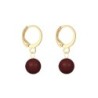 Gold Plated Premium Steel Paradise Shine 8mm Austria Globe Pendant With Bordeaux Crystal Pearl Hoop Earrings Set