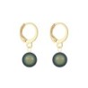 Gold Plated Premium Steel White Patina 8mm Austria Globe Pendant With Scarabaeus Green Crystal Pearl Hoop Earrings Set