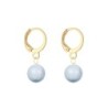 Gold Plated Premium Steel Crystal Clear 8mm Austria Globe Pendant With Light Blue Crystal Pearl Hoop Earrings Set