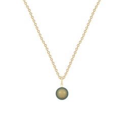 August Birthpearl Gold Plated Premium Steel Iridescent Green 8mm Austrian Crystal Pearl Pendant With Earrings Set