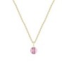 Gold Plated Premium Steel Antique Pink 8mm Crystal Globe Pendant Necklace With Earrings Set (Made In Japan)