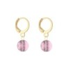 Gold Plated Premium Steel Antique Pink 8mm Crystal Globe Pendant Necklace With Earrings Set (Made In Japan)