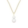 Gold Plated Premium Steel April Birthpearl Pearlescent White Crystal Pearl Snowman Necklace