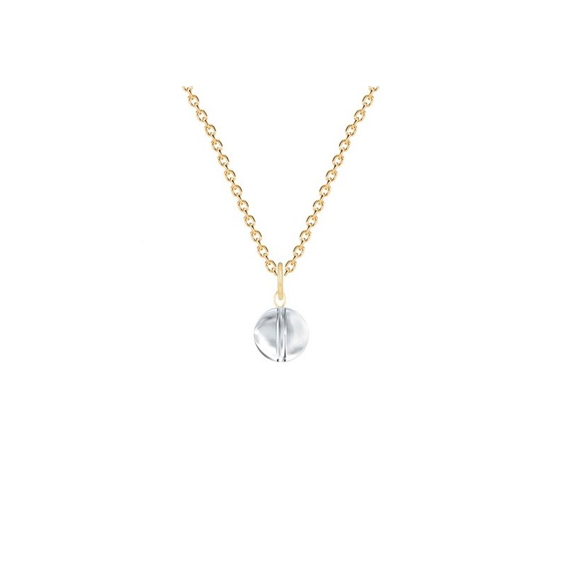 Gold Plated Premium Steel Crystal Clear 8mm Globe Pendant Necklace Embellished with Premium Grade Austrian Crystal