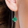 May Birthstone Emerald Princess Cut Premium Austrian Crystal 18K White Gold Plated Thread Dangling Earrings