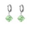 August Birthstone Peridot Princess Cut Premium Austrian Crystal 18K White Gold Plated Hoop Earrings