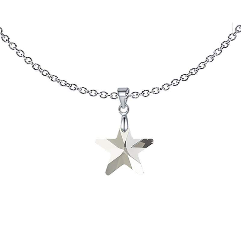 New Star Silver Shade Crystal Pendant Necklace Embellished with Premium Grade Austrian Crystal (Made In Austria)