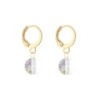 Gold Plated Premium Steel Iridescent Purple Crystal Pearl Pendant With White Patina Austria Globe Hoop Earrings Set