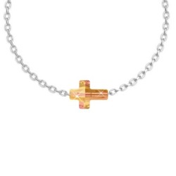 Premium Stainless Steel Trendy Astral Pink Cross Crystal Bracelet (Made In Singapore)