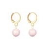 Gold Plated Premium Steel Paradise Shine 8mm Austria Globe Pendant With Rosaline Pink Crystal Pearl Hoop Earrings Set