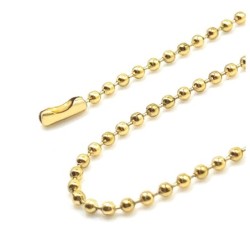 Premium Stainless Steel Gold Plated 60cm Long Ball Necklace Chain  (Made in Japan)