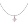 Light Rose Shimmer Princess Cut Crystal Pendant With Dark Grey Cabochon 10mm Crystal Pearls Premium Steel Earrings Set