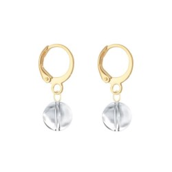 Gold Plated Premium Steel Scarabaeus Green Crystal Pearl Pendant With Crystal Clear Austria Globe Hoop Earrings Set