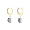 18K Gold Plated Black Patina 8mm Crystal Globe Hoop Earrings (Made In Japan)