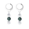 Premium Stainless Steel Hoop Clear Crystal Globe With Iridescent Tahitian Crystal Pearl Trilogy Earrings (Made In Japan)