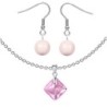 October BirthStone Princess Cut Premium Grade Austrian Crystal Pendant Necklace And Pearl Earrings Jewellery Set