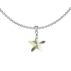 New Star Luminous Green Austrian Crystal Pendant With White Cabochon Crystal Pearls Premium Steel 10mm Earrings