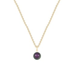 February Birthpearl Gold Plated Premium Steel Iridescent Purple 8mm Austrian Crystal Pearl Pendant With Earrings Set