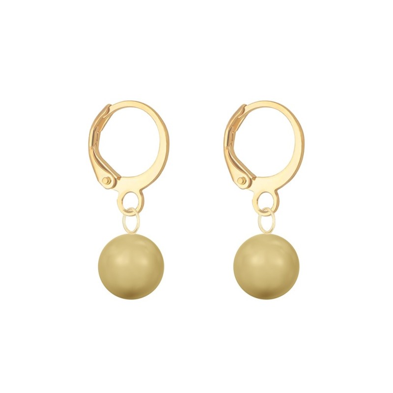 November Birthpearl Gold Plated Golden 8mm Crystal Pearl Hoop Earrings Embellished with Austrian Crystal Pearls