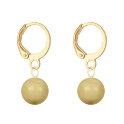 November Birthpearl Gold Plated Golden 8mm Crystal Pearl Hoop Earrings Embellished with Austrian Crystal Pearls