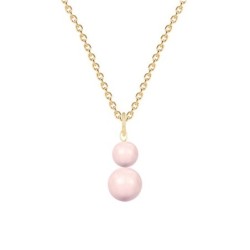 Gold Plated Premium Steel October Birthpearl Rosaline Pink Crystal Pearl Snowman Necklace