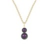 Gold Plated Premium Steel February Birthpearl Iridescent Purple Crystal Pearl Snowman Necklace