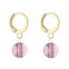 18K Gold Plated Antique Pink 8mm Crystal Globe Hoop Earrings (Made In Japan)