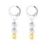 Premium Stainless Steel Hoop Clear Golden Shadow Trilogy Globe Crystals Earrings (Made In Japan)