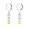 Premium Stainless Steel Hoop Clear Golden Shadow Trilogy Globe Crystals Earrings (Made In Japan)