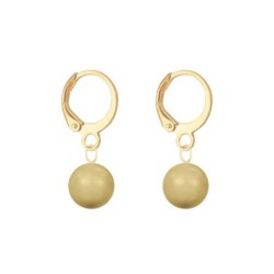 Gold Plated Premium Steel White Patina 8mm Austria Globe Pendant With Golden Crystal Pearl Hoop Earrings Set