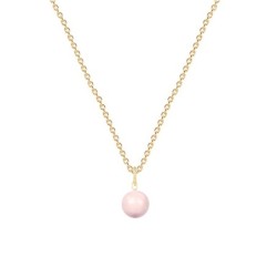 October Birthpearl Gold Plated Premium Steel Rosaline Pink 8mm Austrian Crystal Pearl Pendant With Earrings Set