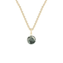 Gold Plated Premium Steel Black Diamond 8mm Globe Pendant Necklace Embellished with Premium Grade Austrian Crystal