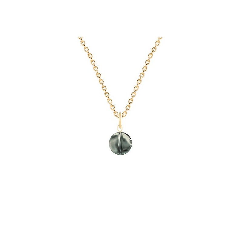 Gold Plated Premium Steel Black Diamond 8mm Globe Pendant Necklace Embellished with Premium Grade Austrian Crystal