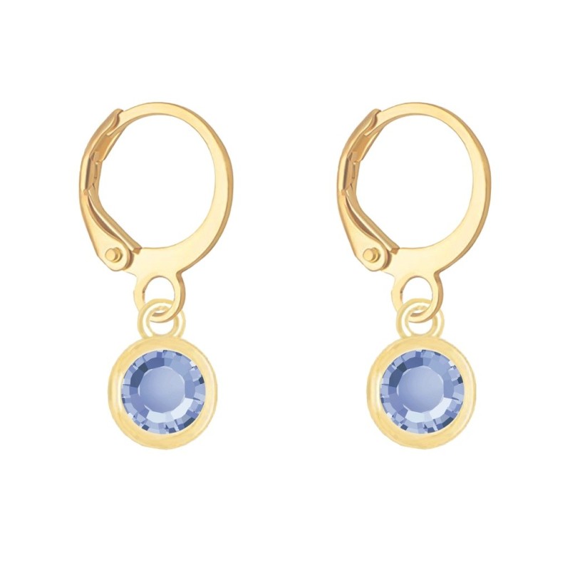 18K Gold Plated Light Sapphire Crystal Slim Hoop Earrings Embellished with Premium Grade Austrian Crystals