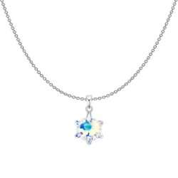 Crystal Aurora Borealis Edelweiss Pendant Necklace Embellished with Premium Grade Austrian Crystal