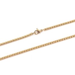 Premium Gold Plated Stainless Steel Round Box Design Long Necklace Chain  (Made in Japan)