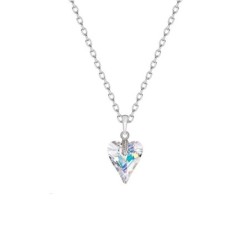 Crystal Aurora Borealis Wild Heart Pendant Necklace Embellished with Premium Grade Austrian Crystal