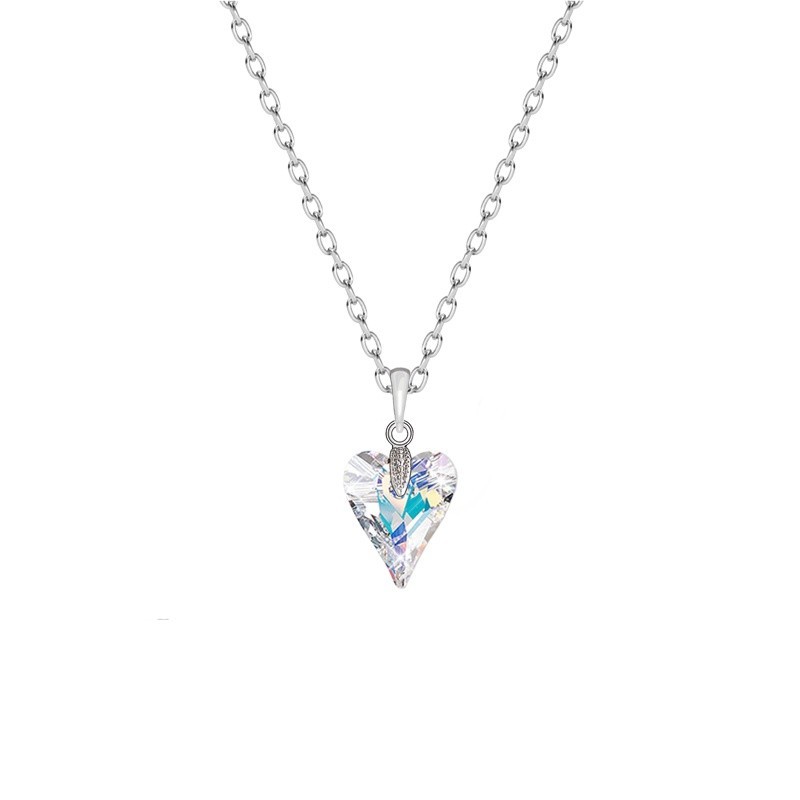 Crystal Aurora Borealis Wild Heart Pendant Necklace Embellished with Premium Grade Austrian Crystal