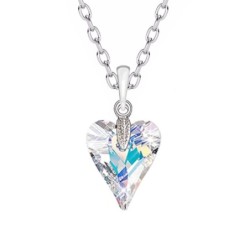 Crystal Aurora Borealis Wild Heart Pendant Necklace Embellished with Premium Grade Austrian Crystal